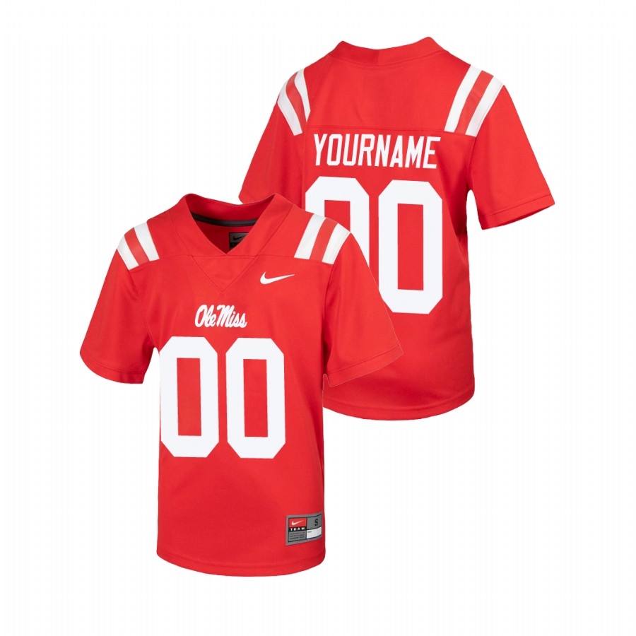 Custom Ole Miss Rebels NCAA Youth Red #00 Stitched Untouchable College Football Jersey FUN6658YR